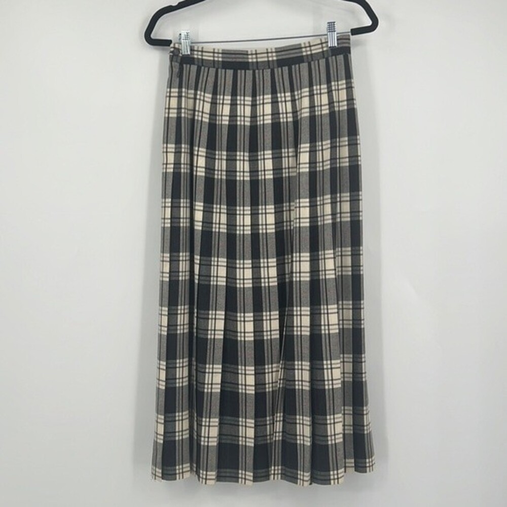 Vintage LL Bean Pleated MIDI Plaid Skirt 10